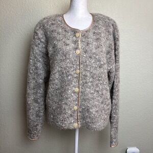 Casual Corner Sweater Medium Womens Gray Wool Blend Boucle Vintage Outerwear TLC